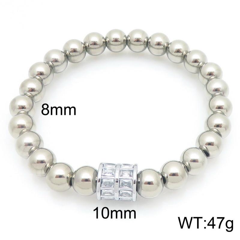 Stainless Steel Beaded Bracelet for Women Men Rhinestone Decor Stretch Fashion Jewelry Party Daily Accessory Gift