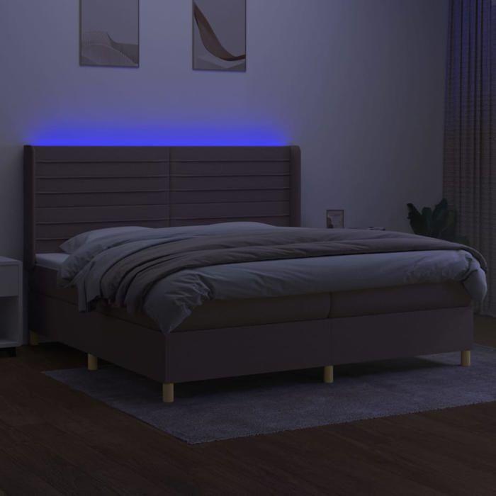 VidaXL Slat Bed Base with Mattress and LED, Upholstered Bed with Headboard, Double Bed, Adult Bedroom Bed, 3138985