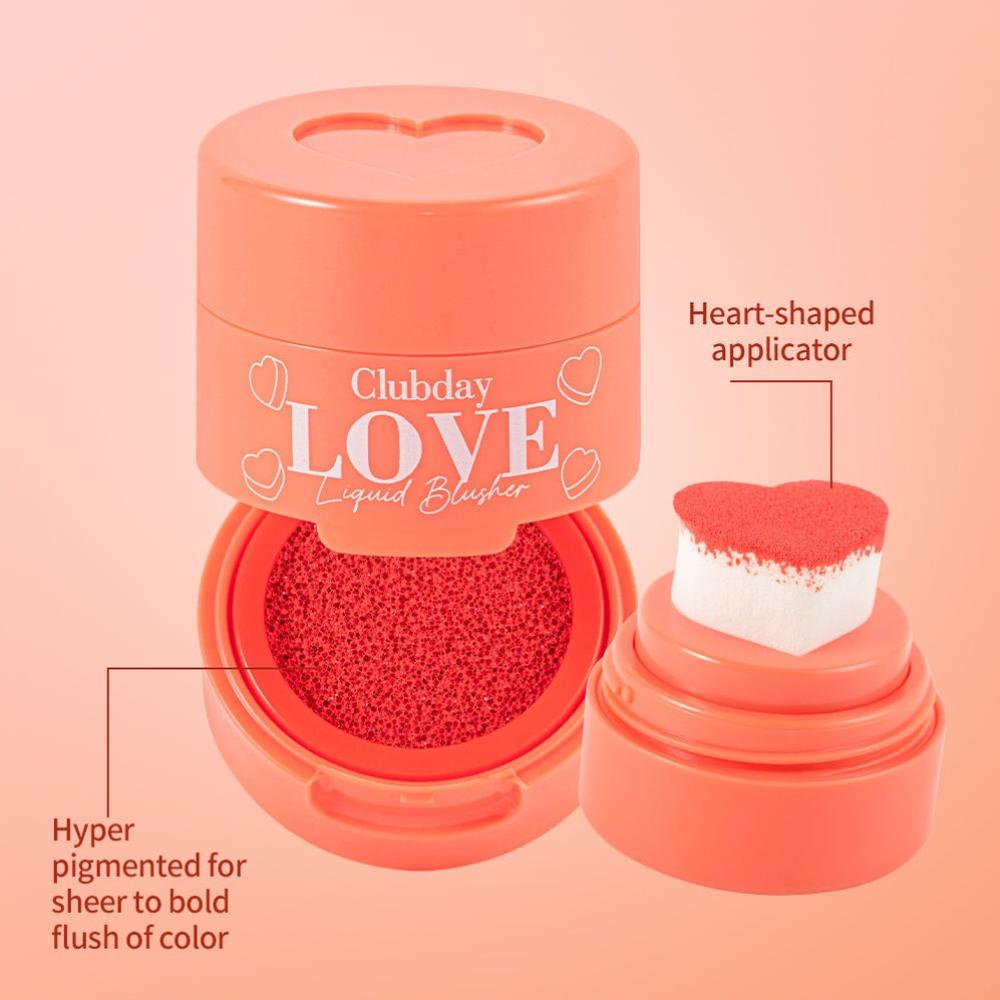 Clubday Love Liquid Blusher Heart Stamp Cushion Blush Natural 3D Nude Contour Sun-Kissed Face Rouge Long-Lasting Waterproof Makeup Cosmetics