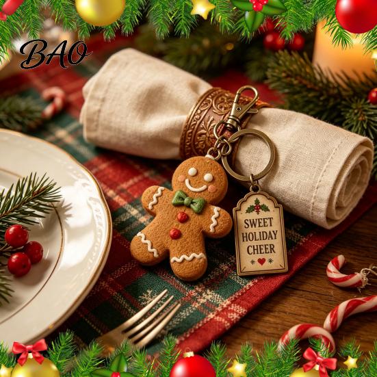 Holiday Keychain for Christmas with Gift Box, Cute Santa Claus Snowman Highland Cow Festive Accessories DIY Reindeer Bag Charm, Keyring Pendant, Gifts