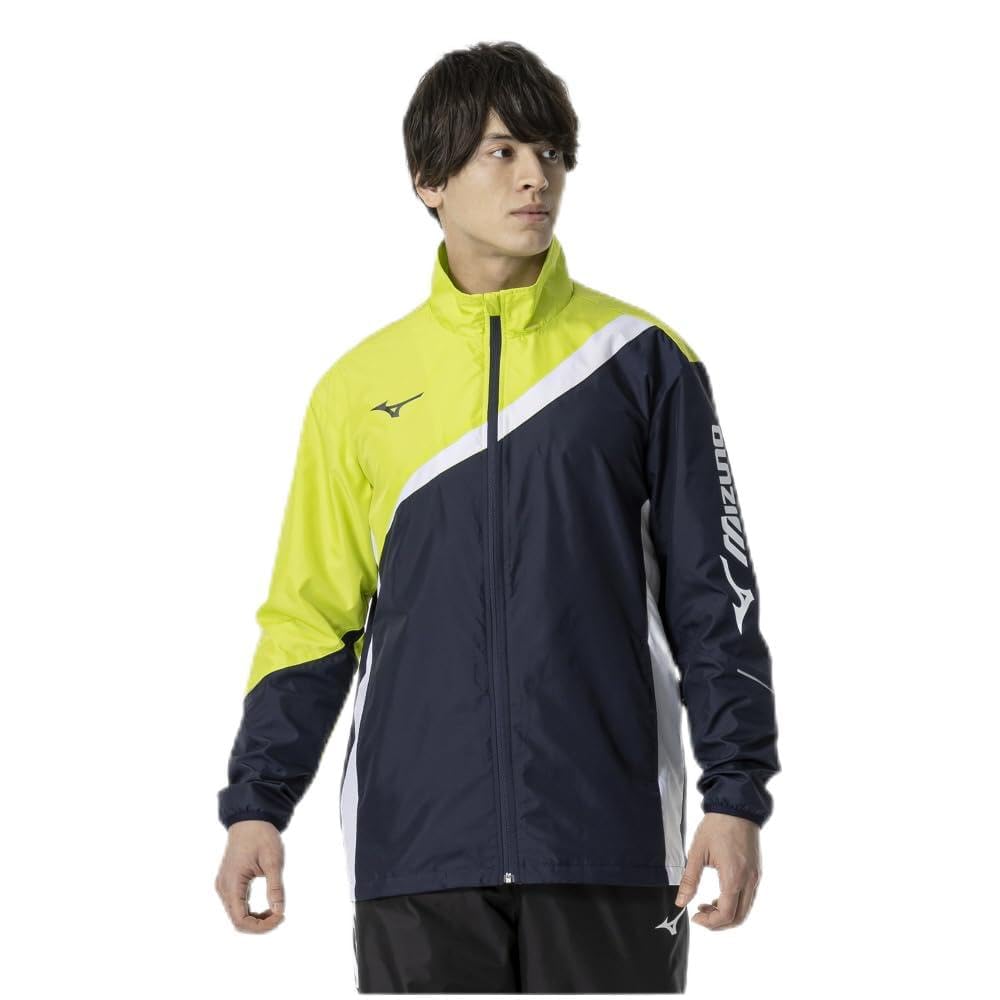 

Mizuno Tennis Windbreaker Standard Mesh Deep Navy x Lime Size M Jacket, Water-Repellent, Silhouette, Lining, 62MEA503, Green,