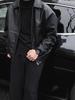 Men's European-Style Black Executive PU Leather Workwear Jacket with Lapel Zipper