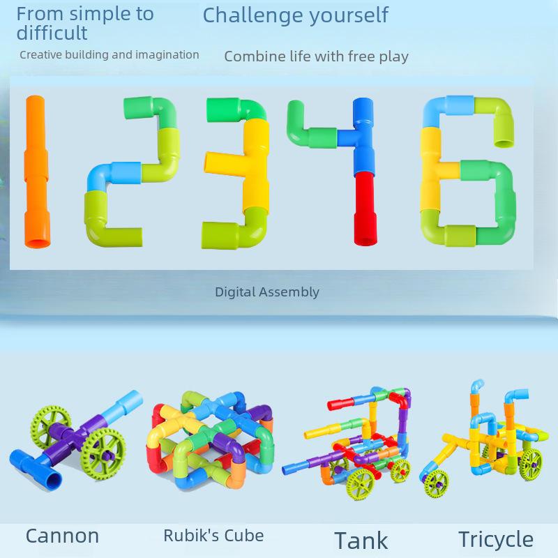 Große Partikel-Pipeline-Bausteine für die pädagogische Entwicklung von Kindern und Puzzlespiele im Kindergarten