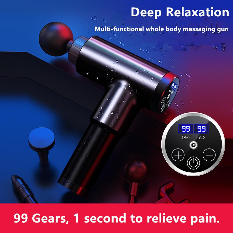 Fascial Gun Muscle Massaging Relax Recovery Soreness Pain 99 Gears Fascia Gun Relief Slimming Shaping Massager 4 Heads Gym Aiding