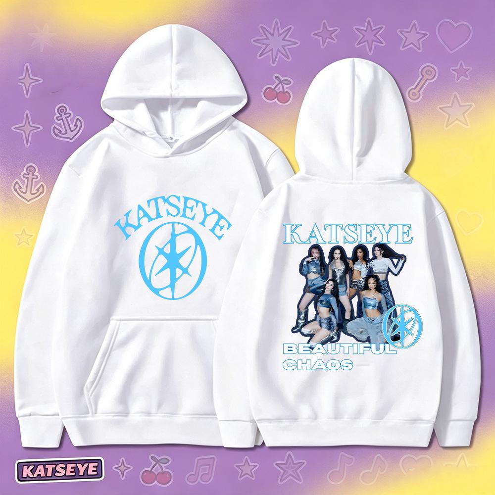 KATSEYE Print Hoodie Sweet Cool Loose Pullover Sweatshirt Casual Daily Wear 60810-5