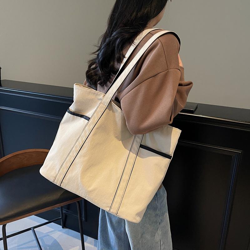 Korean version of casual lazy style large-capacity underarm bag 2025 new simple nylon cloth tote bag versatile shoulder bag