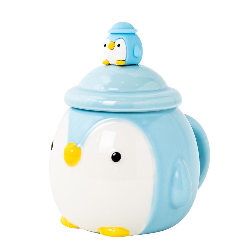 Pinguin mit großem Bauch Thermostatische Keramiktasse Niedlicher Cartoon Ins Kaffeetasse Büro Tasse Niedliche Wassertasse
