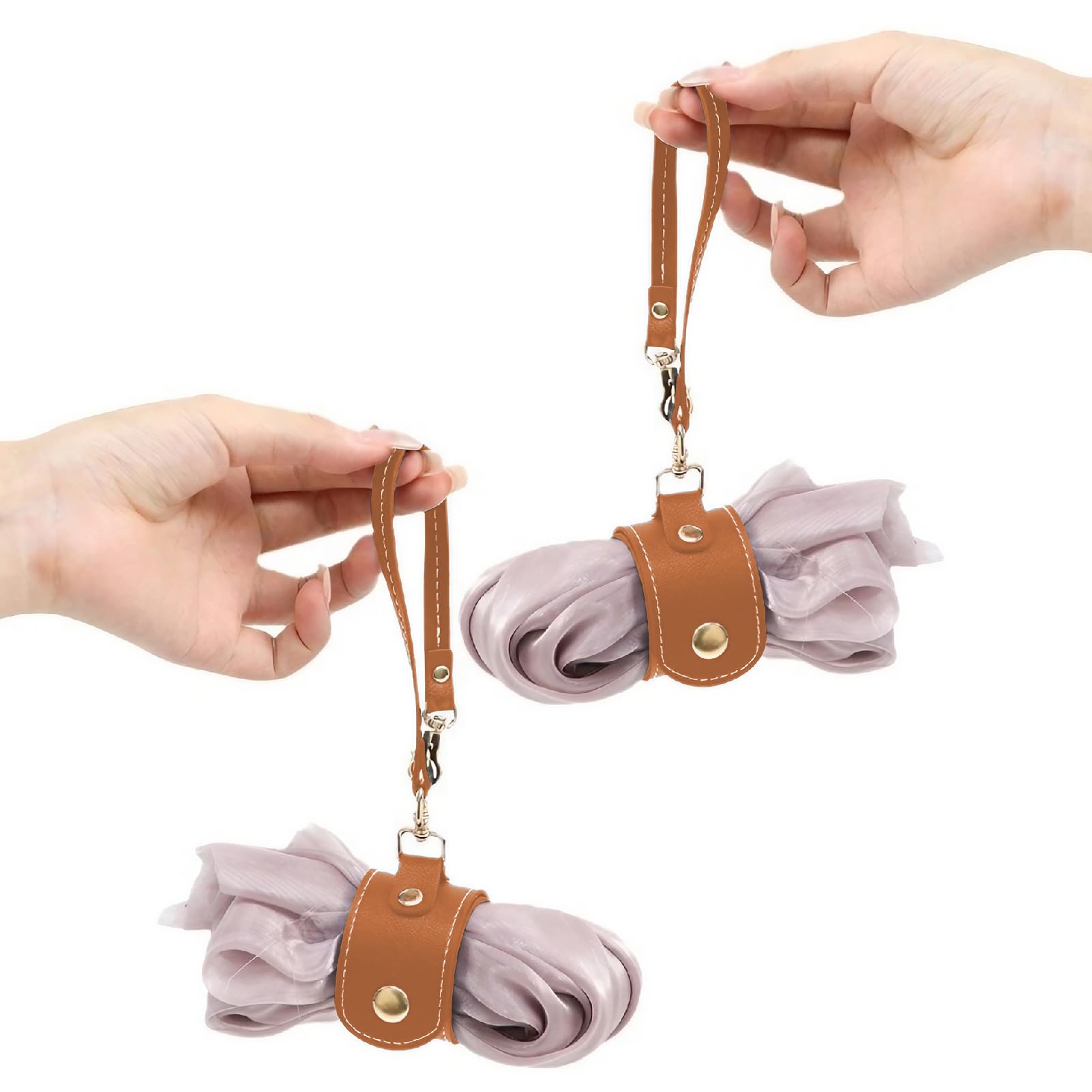 

CAWKAY Scarf Holder Set of 2, Scarf Clips for Scarves, Stoles, Cardigans, Shawls, Adjustable Belt Buckle (Brown)