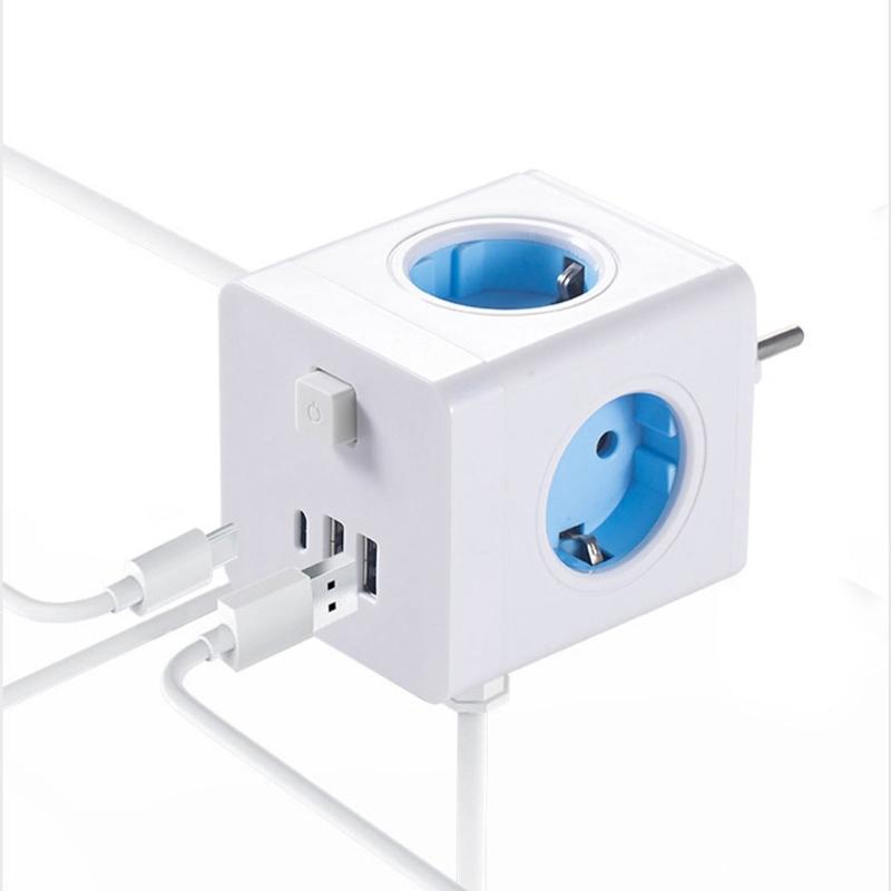 Practical Wall Socket Extenders 6 in 1 EU Plugs Charging with 3 ACOutlets and 3 USB Port for Household Daily Use