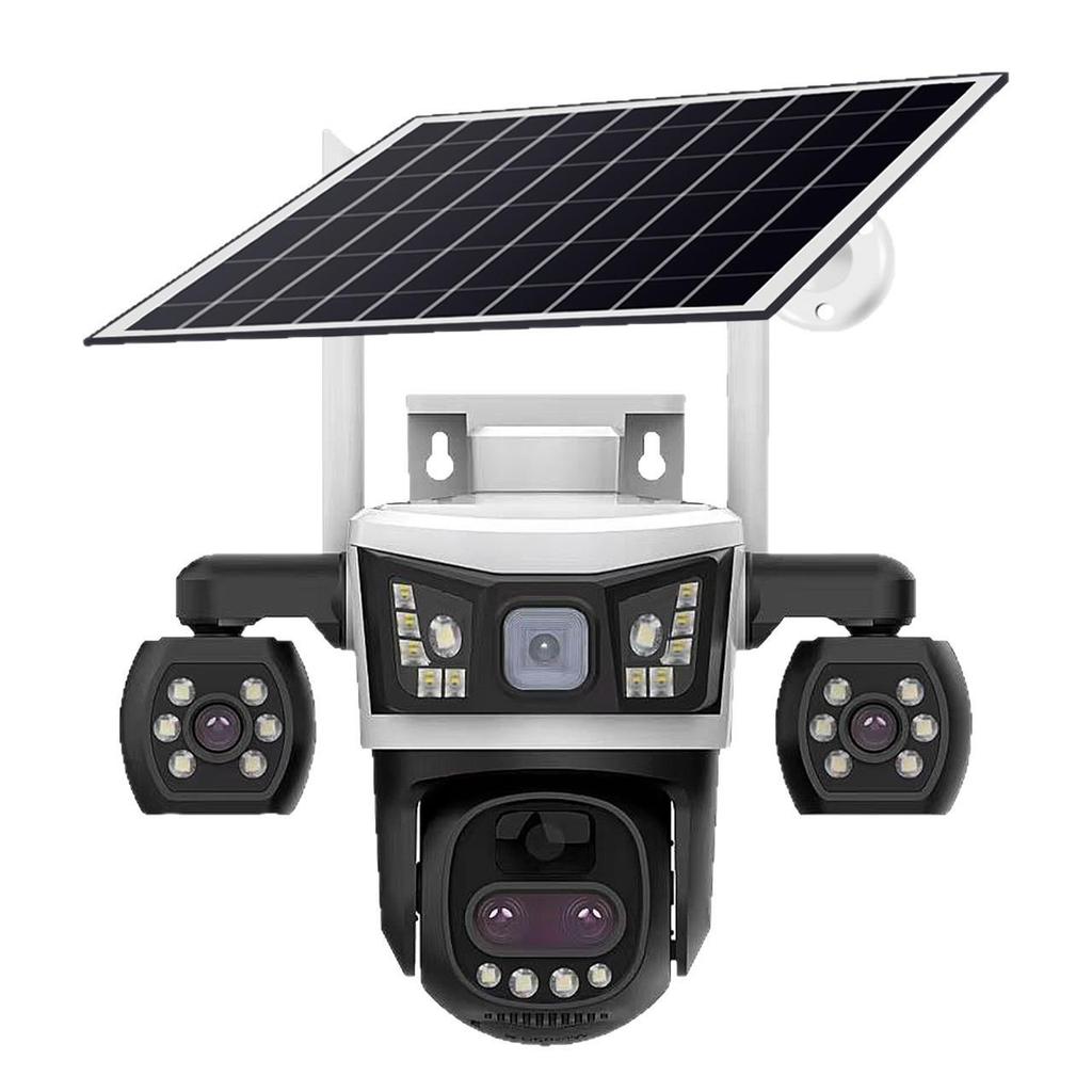 V380 Solar-Powered 4G Outdoor Camera with Night Vision and Waterproof Three-Screen Display