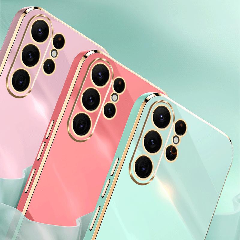 S 23 22 21 Husă de placare cu suport de inel de lux pentru Samsung Galaxy S23 Ultra S22 Plus S21 S20 Fe Husă din silicon cu suport S23ultra