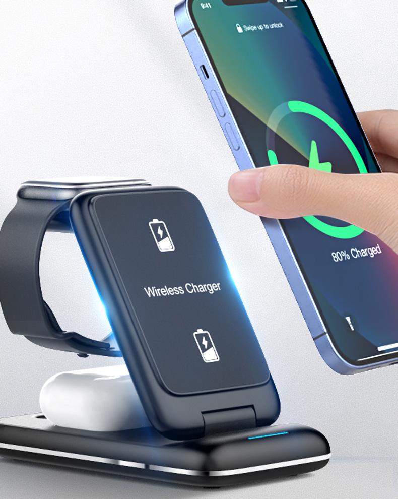 3-in-1 Foldable Wireless Charger for Apple Phones, Watches & Earbuds