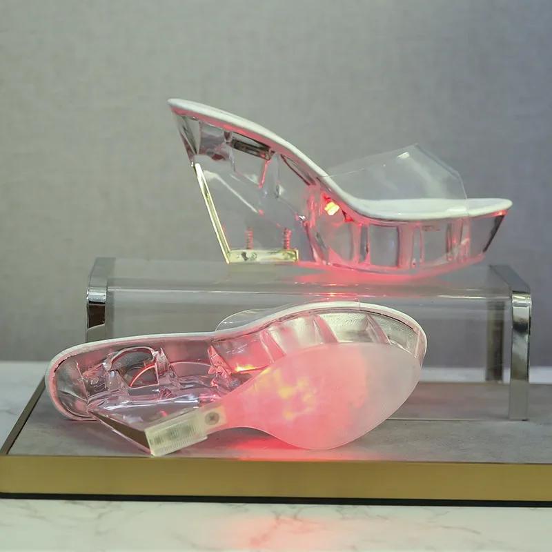 Fashion Size 43 Ladies High Heels Slippers Luminous High Heels Light Up Fashion Catwalk Shoes Women 10cm Sandal