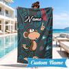 Custom Name Monkey Refuses Listen Heart In Space Adventure Microfiber Beach Towel, Lightweight for Summer Travel, Swimming Pool Fan Gift