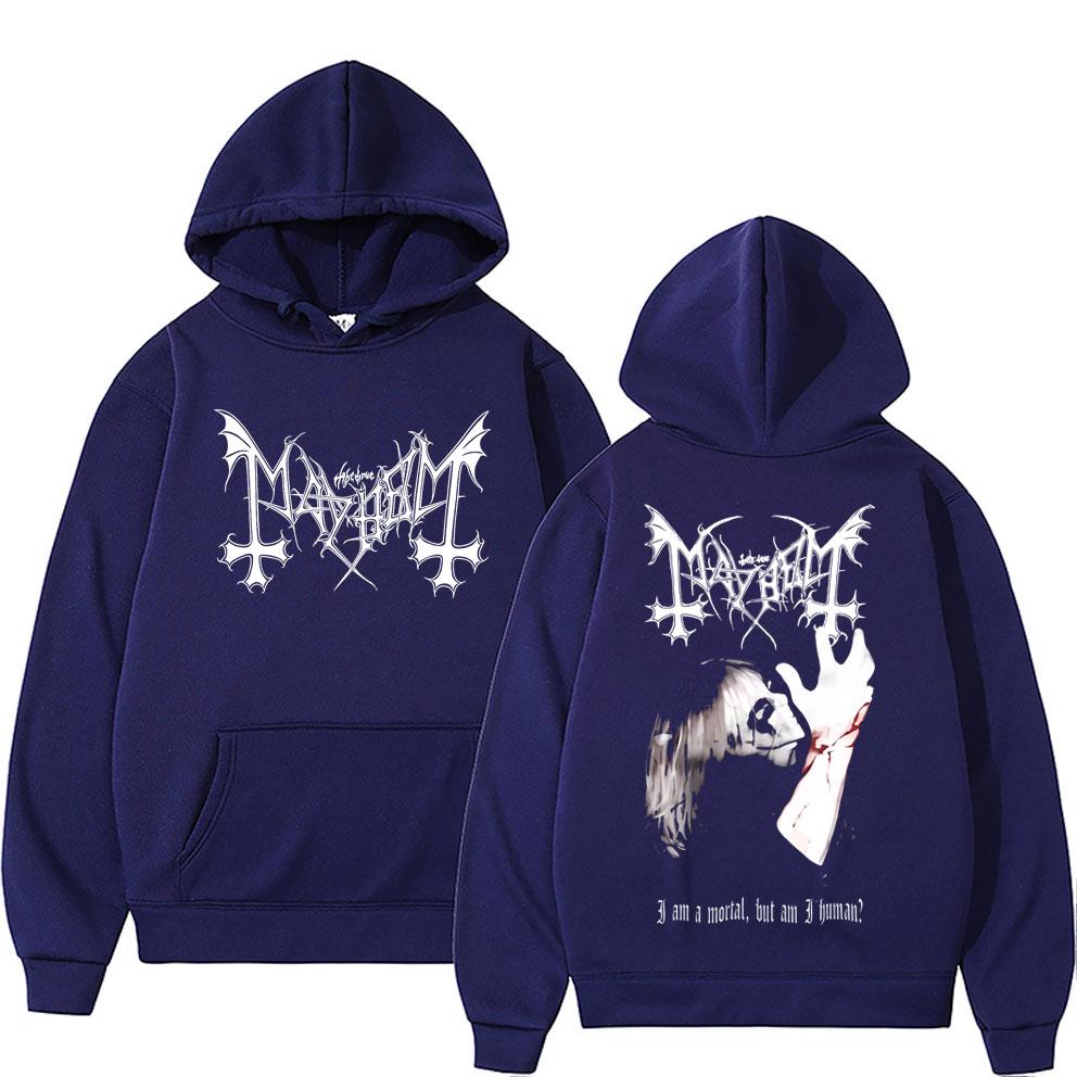 Death Black Metal Mayhem Print Hoodie Women Vintage Casual Hooded Tracksuit Male Fashion Gothic Rock Oversized