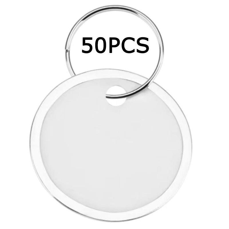 

WTEMPO Zinc Alloy Edge Tag Keychains Round Paper Tag with Zinc Alloy Key Ring for Car Keys and Door Keys DIY Daily Items Distinguish The Keychain Tags 50pcs серебряный