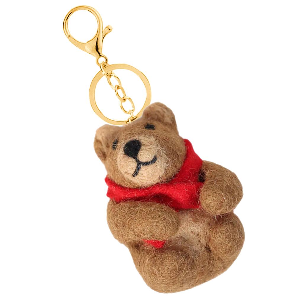 Brown Bear Pendant Keychain Felt Animal Charm Keyring Stylish Backpack Ornament Fashionable Accessory for Bags and Keys