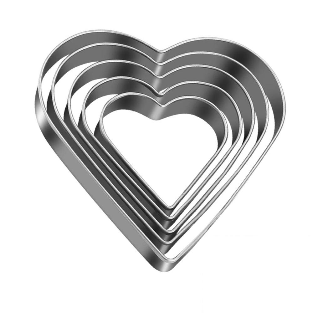 5Pcs Heart Shaped Heart Shaped Cookie Cutters Stainless Steel Biscuit Cutters  Pastry Making