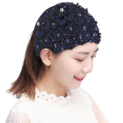 Women Floral Hollow Out Headband New Style Beaded Wide Edge Hair Band Effective White Hair Covering Hair Accessory Headband