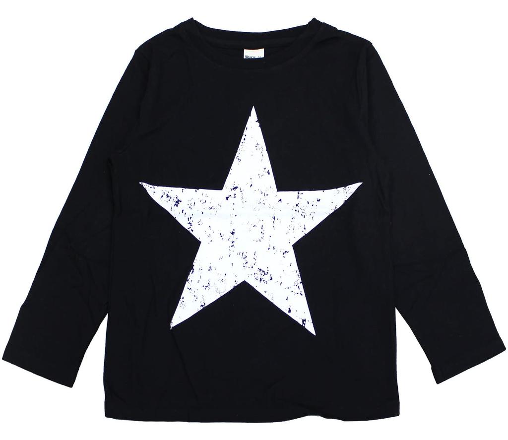 Bee Print Size x Black T-Shirt, Girls, Boys, Kids, Spring, Autumn, Winter, taa05043, 140cm, 07.BIGSTAR