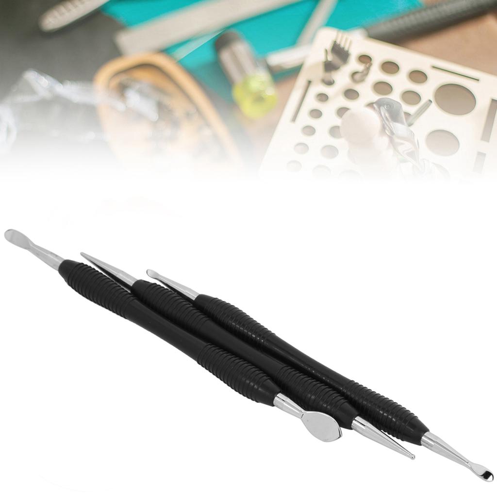 3PCs Carving Printing Tool Leather Craft Spoon Stylus Tool Set Kit Stationary Craft Collection