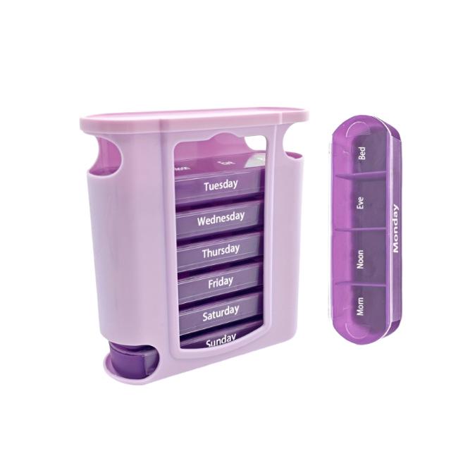 Weekly 28-Compartment Pill Organizer Box, Independent Drawers for Convenient Tablet Storage, PP Plastic.