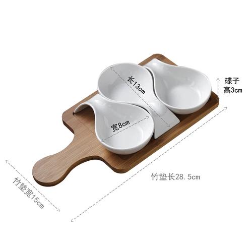Ceramic Plate Fruit Salad Bowl Wooden Tray Japanese Tableware Kitchen Cooking Tools Home Baking Dish Sauce
