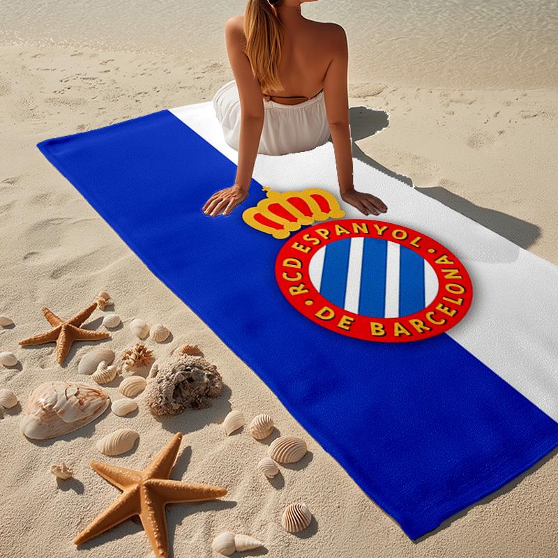Real Sociedad Crest Design Microfiber Beach Towel, Lightweight And Quick-Dry, for Summer Travel, Beach Essential, Swimming Pool