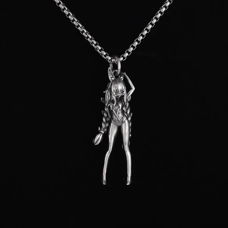 Sexy Cute Twin Ponytail Girl Pendant Cartoon Cute Anime Character Necklace Men Women Cosplay Jewelry Gifts