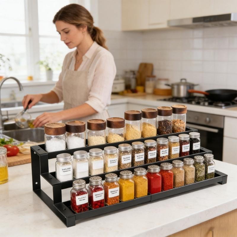 Modern Strategy Extendable Shelf For Kitchen Storage Of Seasonings Makeup And Small Deck Objects Three Rank B03E
