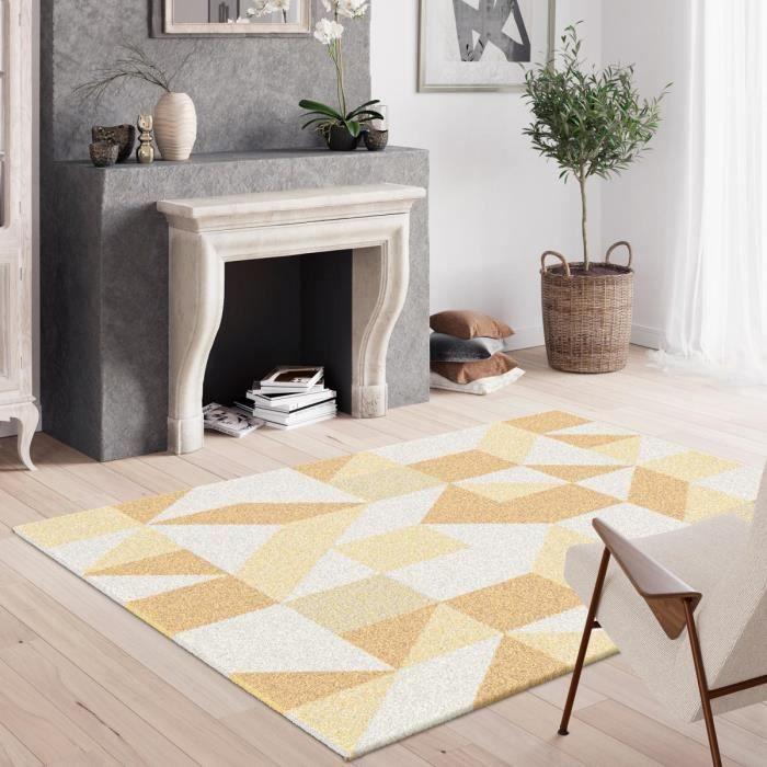 Tapis salon BELLA Beige 120x170 en polypropylène doux et soyeux