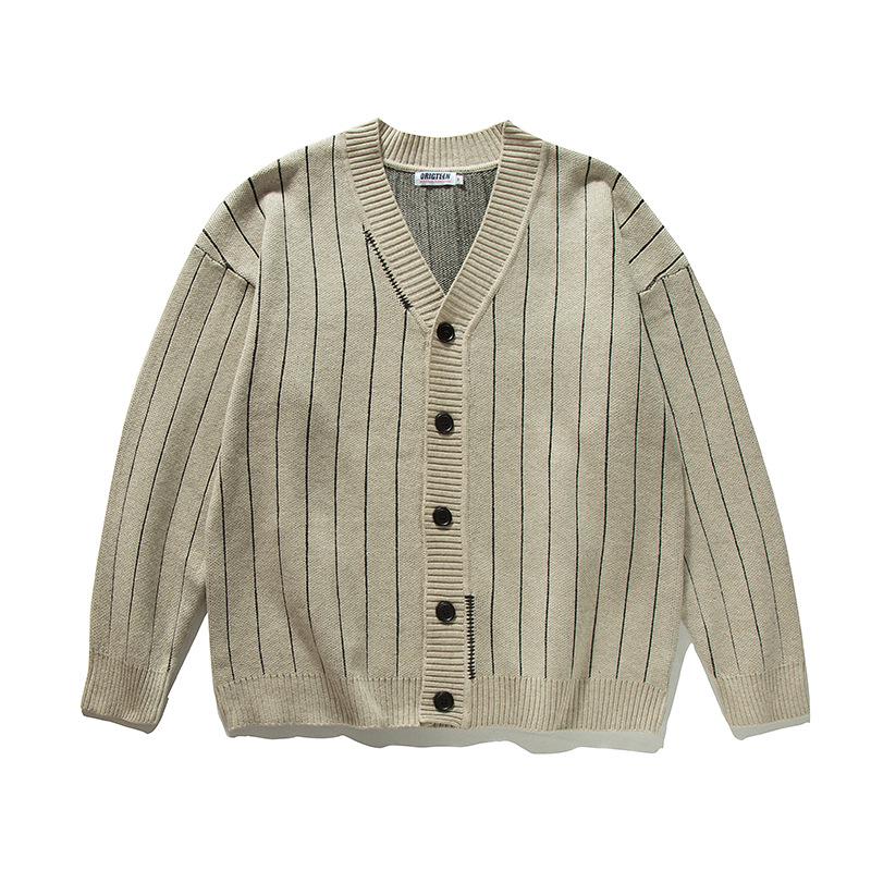 Unisex College Style Striped Knit Sweater for Boys and Girls - Autumn/Winter Long Sleeve Cardigan