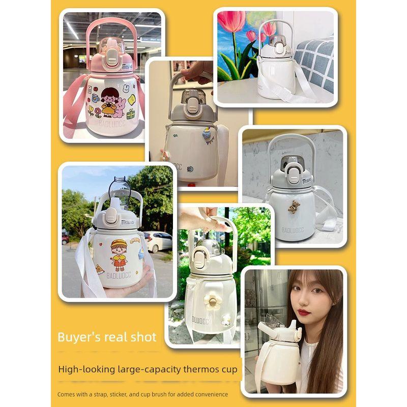 Japan Zgp Children's Large Capacity Thermos Cup Good-looking with Straw Big Belly Cup Women Cute School Water Bottle