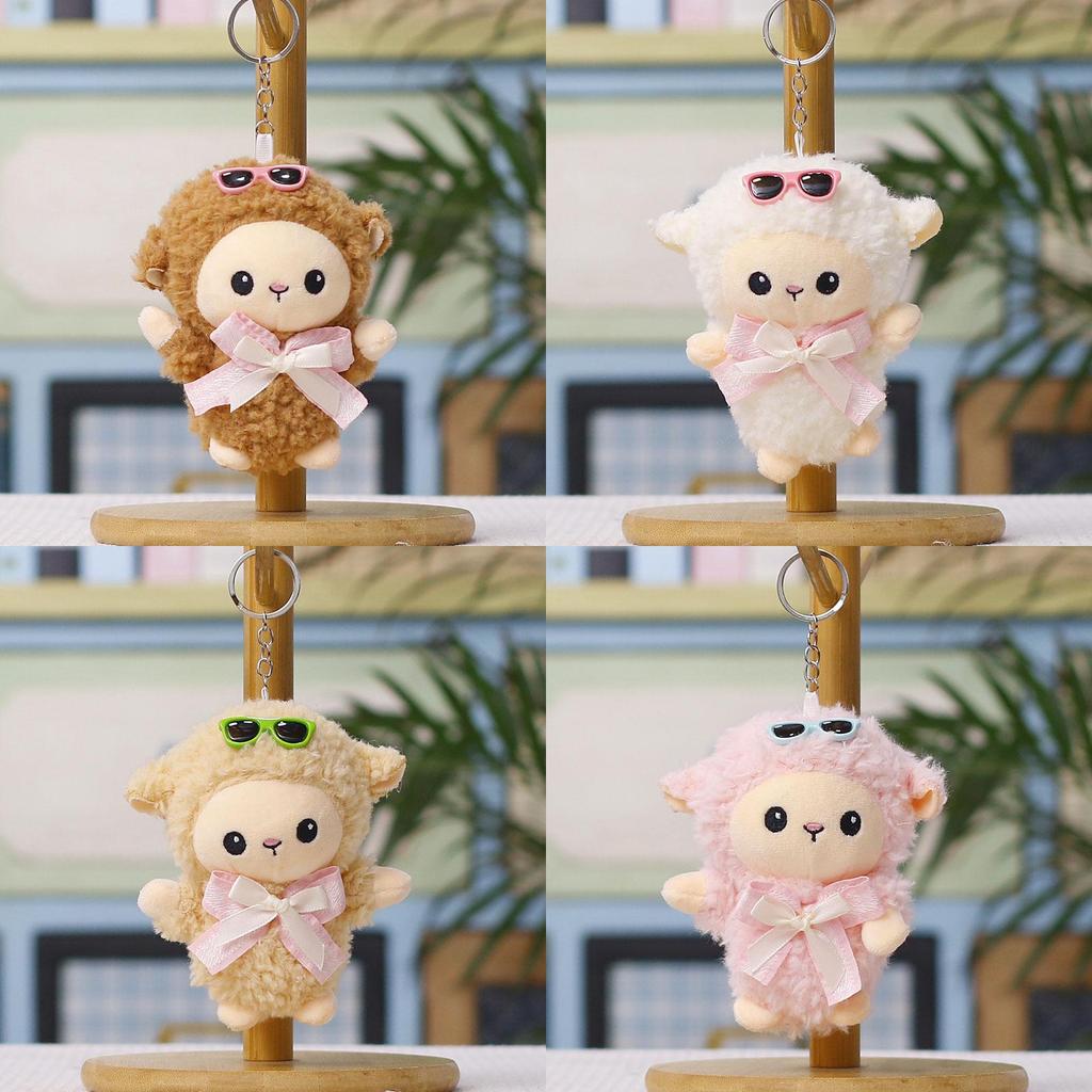 Plush Sheep Keychain With Cartoon Sunglasses And Gift For Kids