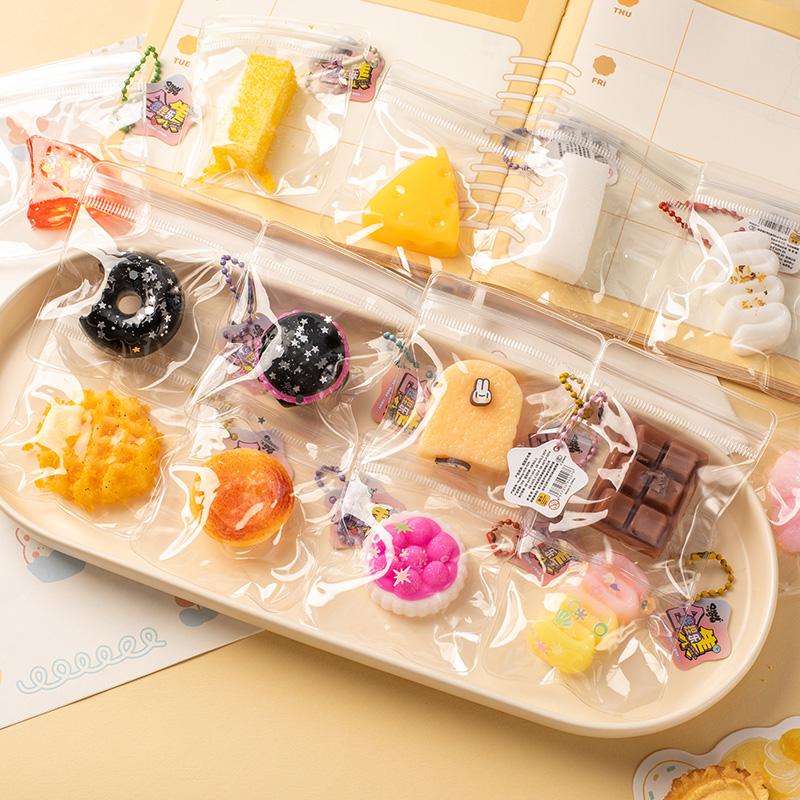 Squishy Food Toy Cute Mochi Squishy Bread Donut Cheese Squeeze Stress Relief Toy Sensory Fidget Toys Keychain Bag Pendant Gift