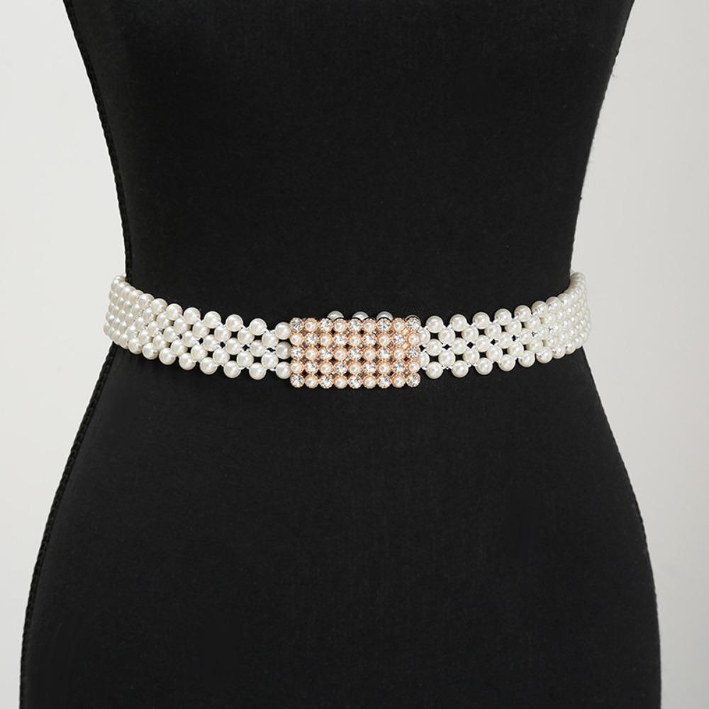 Široký elastický pas Bling dámský pásek Sweet Pearl pasový pásek sukně dekorativní