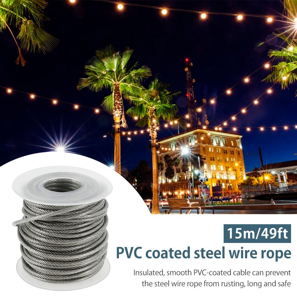 304 Stainless Steel Heavy Duty Cable Rope PVC Coated Garden Wire Cable Railing Wire Fence Roll Kits for Outdoor Tent Rope