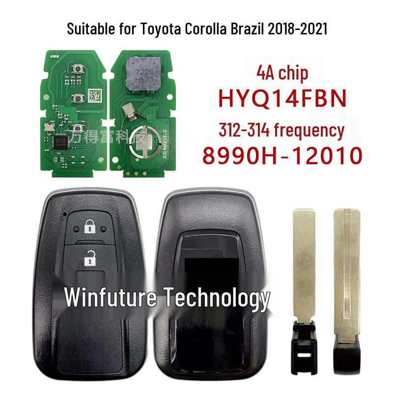 Compatible with Brazilian Toyota Corolla remote key, 312-314 MHz frequency, 4A chip, model HYQ14FBN.
