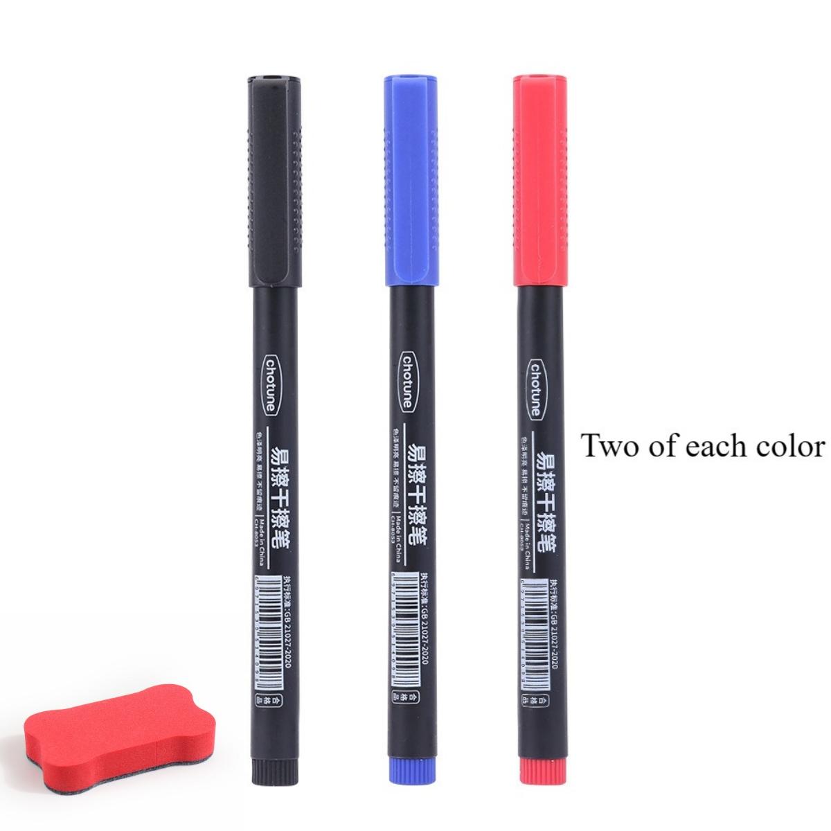 

Стираемая ручка для белой доски 0,5 мм с тонким кончиком, черные/синие/красные чернила, маркер для школьной доски, офисные принадлежности для письма и искусства синий