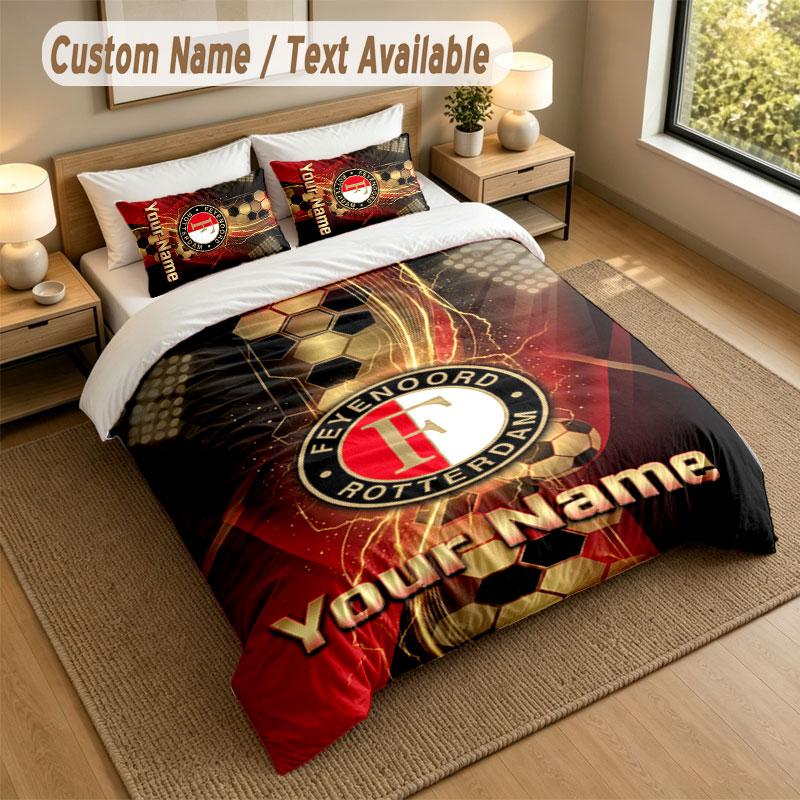Juego de Cama 1 Funda Nórdica 2 Fundas de Almohada Estampado Feyenoord Ropa de Cama Suave Decoración de Dormitorio