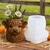 Easy Demolding Silicone Plant Container Mold Cow Shaped for Flower Pot Gift Container Candle Holder