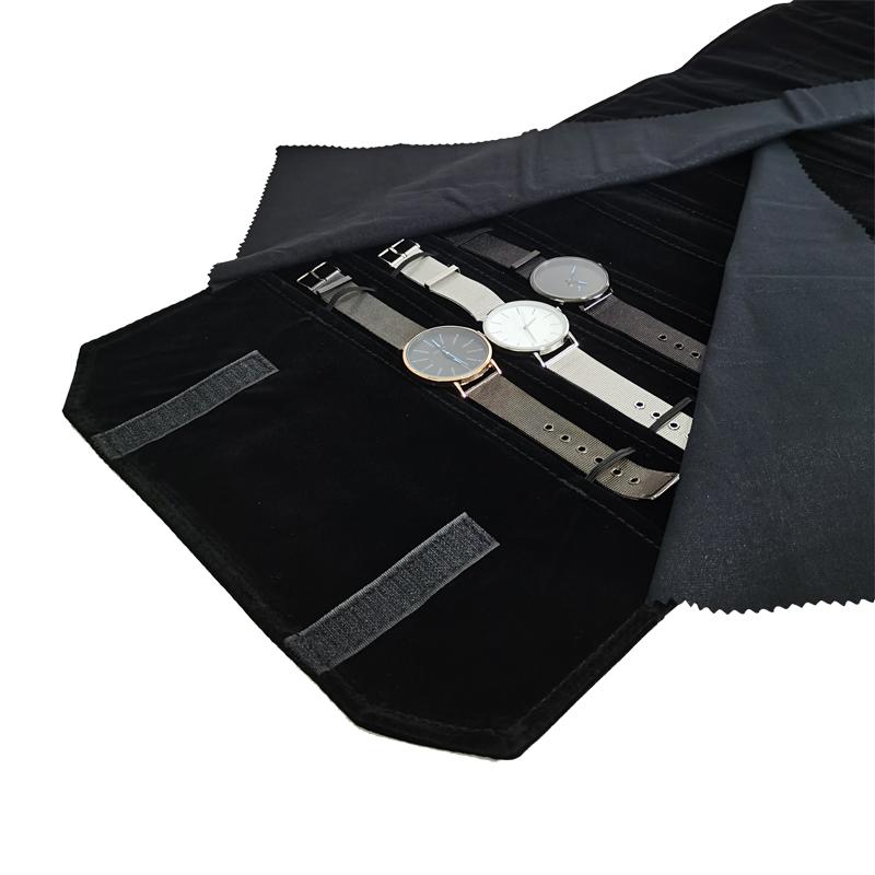 High Quality Black Velvet Jewelry Storage Roll Ring Necklace Pendant Earrings Watch Storage Roll Jewelry Storage Display Props