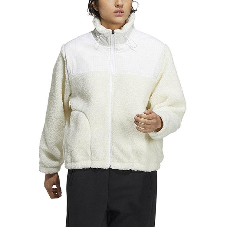 adidas Velvet Jackets Women's Ecru Stand Collar Moderate HM7099