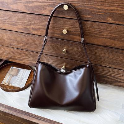 Weiche Leder Achseltasche für Damen Nischendesign Ölwachsleder Damenhandtasche Temperament Einzelne Schulter Achselhandtasche