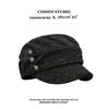 Retro Pleated Button Equestrian Hat Women's Autumn New Korean Version Versatile Face Small Octagonal Hat Casual Beret