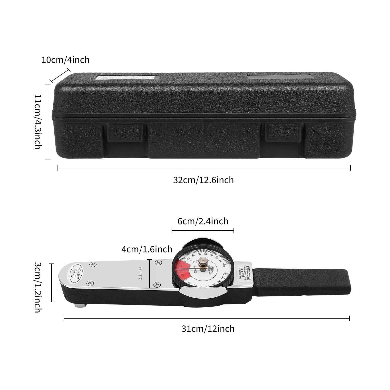 

High Precision Dial Indicator Torque Wrench Indicating Torque Meter Wrench Dial Torquemeter 0-100 N.m. чёрный