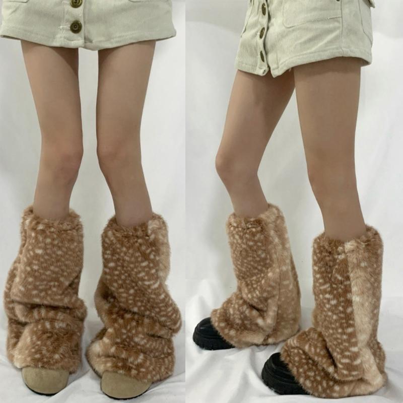 Womens Furry Party Costume Warm Faux Furs Fuzzy Long Boot Shoes Cuffs Cover Leg Warmers/Boot Sleeves/Boot Covers