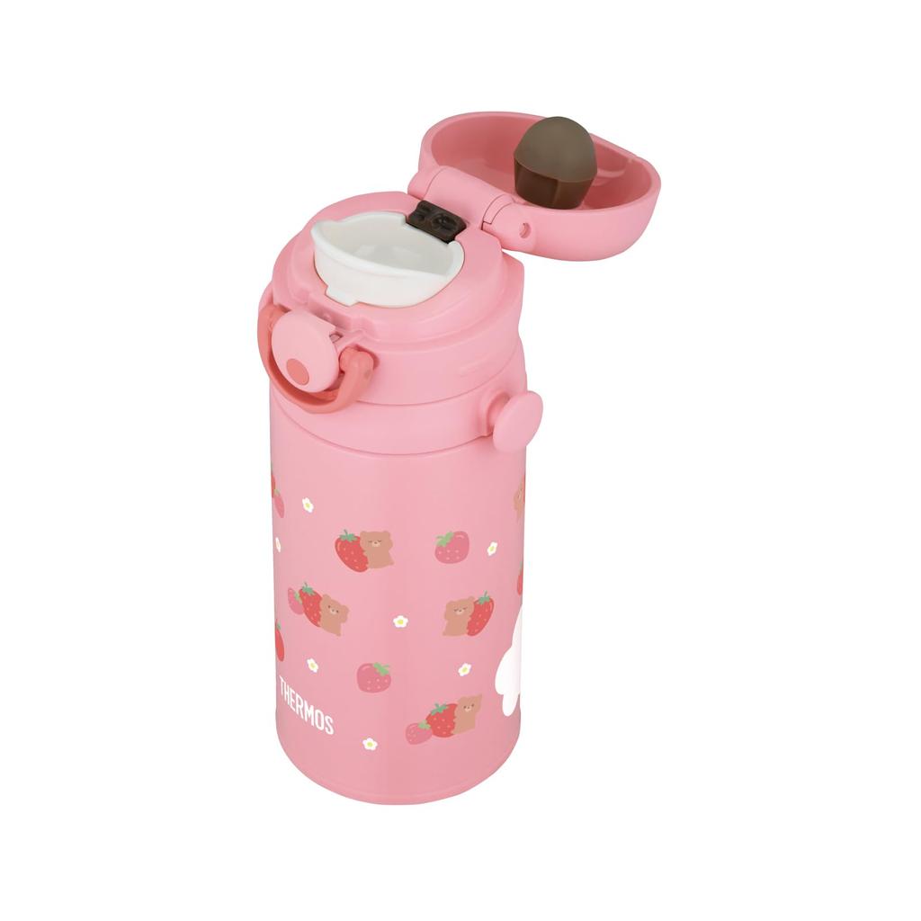 Thermos Mobile Strawberry with Detachable Strap and Shoulder Pad for Perfect for School or SBP Kids' Mug, 350ml, Pink, Comfort, Kindergarten, JPF-350