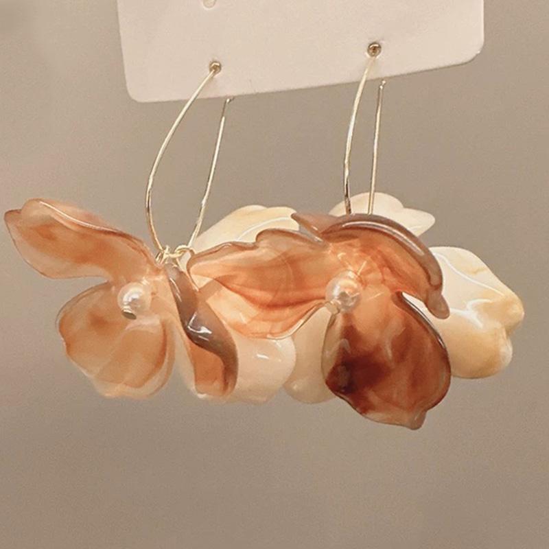 

Длинные акриловые серьги-кольца с цветком для женщин, модные, с цирконом, трендовый новый стиль, праздничные аксессуары, романтические подарки MQF169