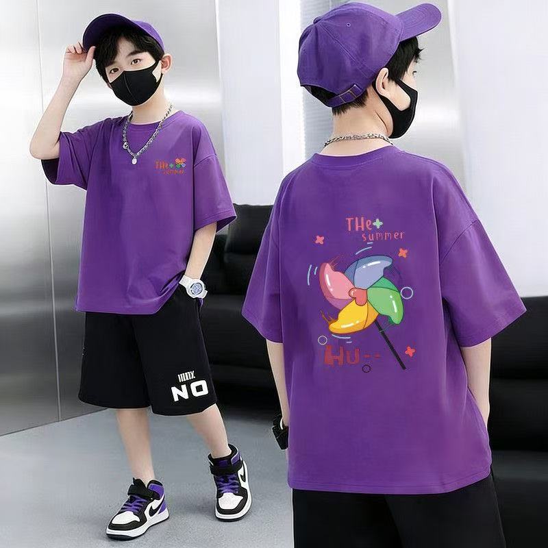 

Summer set of children s double-sided printed T-shirt and shorts 150